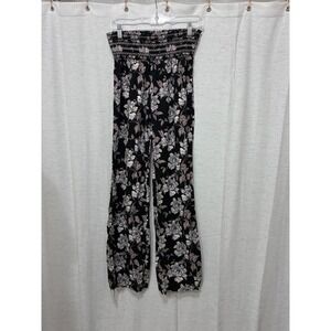 Dahui Hawaii Floral Wide Leg Linen Blend Smocked Waist Lightweight XL